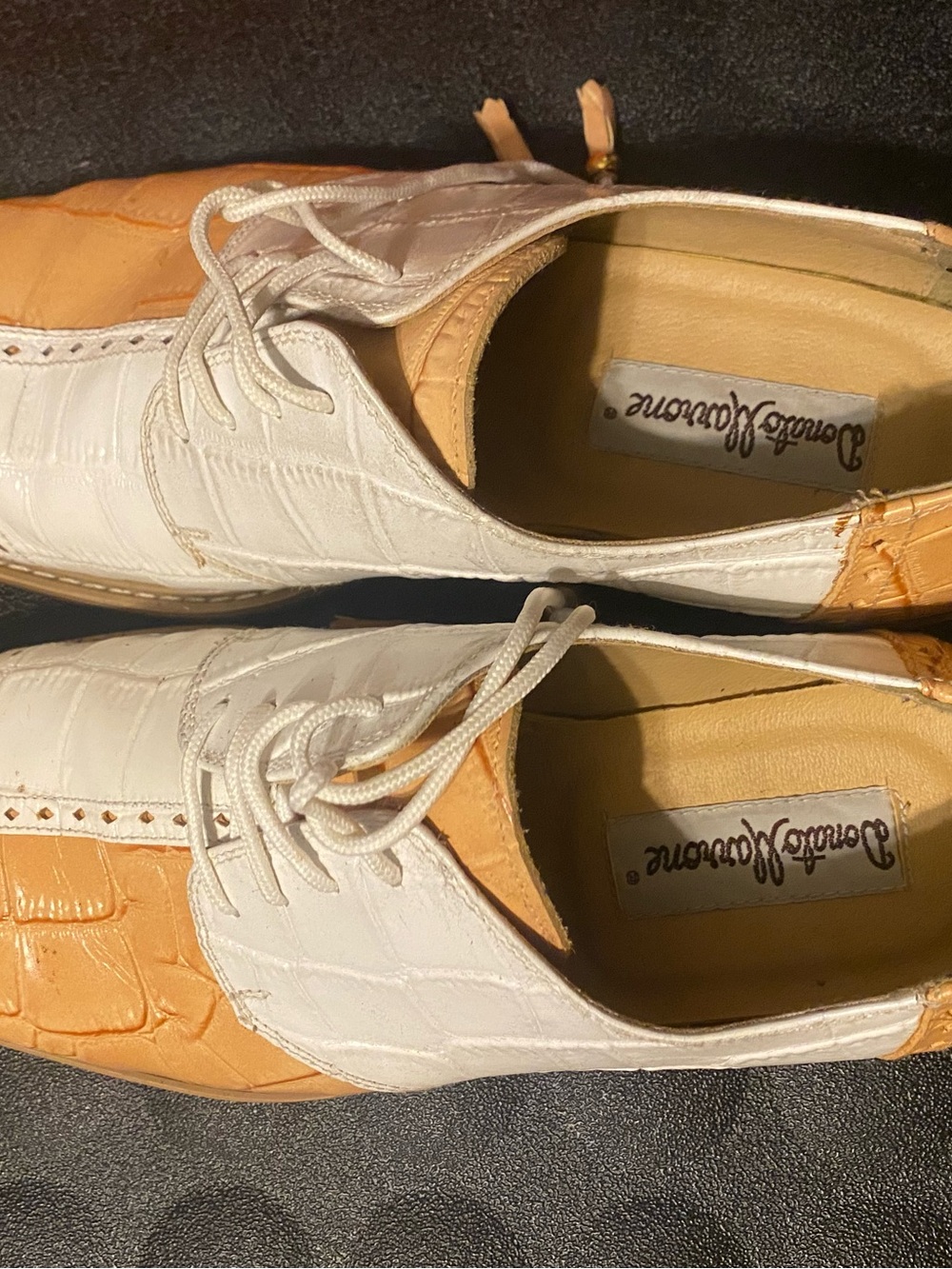 Men's Two-Tone White and Tan Lace-Up Oxfords by Daniele Alessandrini